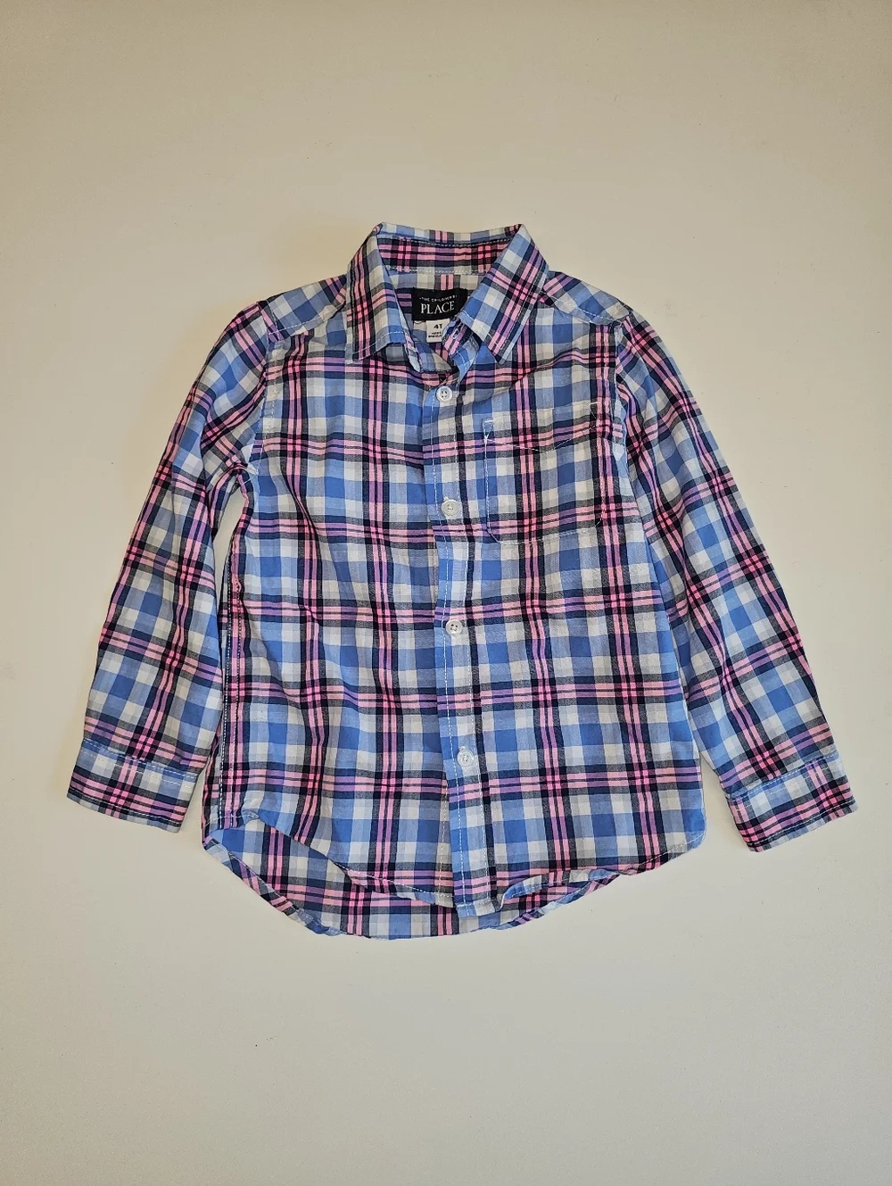 EUC | 4T | The Children’s Place Blue Pink Plaid Button Front Shirt